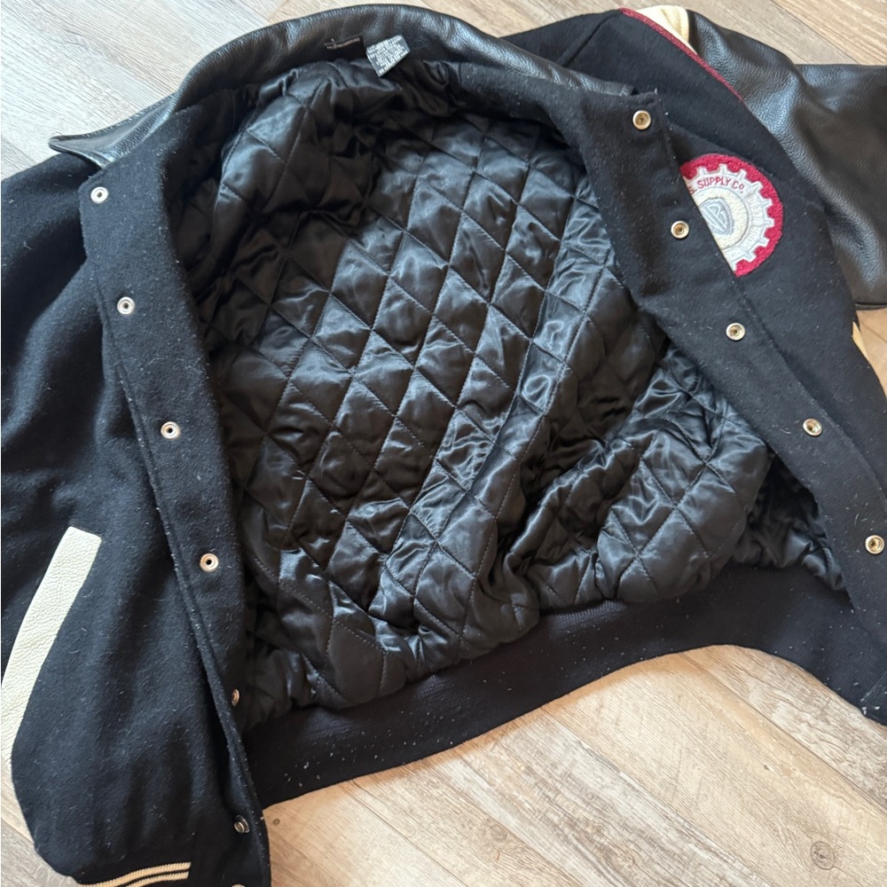 Warner Bros. Black and Tan Varsity Jacket size S - Picture 10 of 14